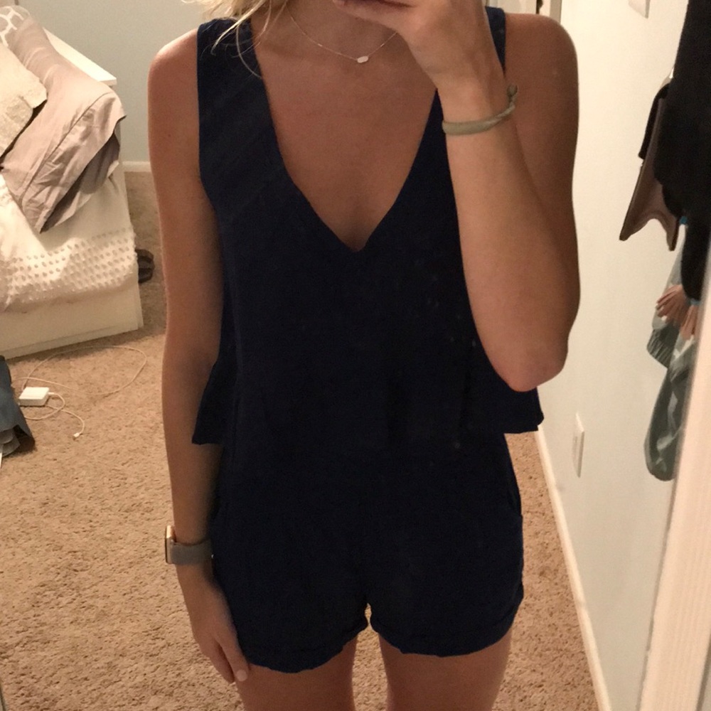 Two piece set navy tank top and shorts